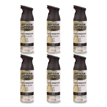 PAINT | Rust-Oleum Universal Premium Spray Paint, Flat Black, 12 oz Aerosol Can, 6/Carton - 245198
