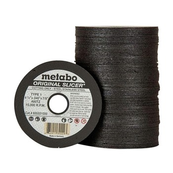 POWER TOOL ACCESSORIES | Metabo (100/Carton) A60TZ Original Slicer T1 4.5 in. x 0.40 in. x 7/8 in. Cutting Wheel Pack - US655331100