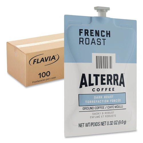 On Sale | FLAVIA 48010 0.32 oz. Pouch Alterra Coffee Freshpack - French Roast (100/Carton) image number 0