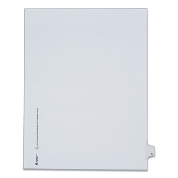 Avery 82201 10-Tab "3-in 11 in. x 8.5 in. Allstate Style Preprinted Legal Exhibit Side Tab Index Dividers - White (25/Pack)
