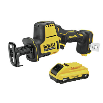 Dewalt ATOMIC 20V MAX Lithium Ion One Handed Cordless Reciprocating Saw and 4 Ah Compact Lithium
