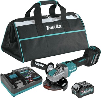 Makita GAG11M1 40V Max XGT Brushless Lithium-Ion 5 in. Cordless X-LOCK AWS Angle Grinder with Electric Brake Kit (4 Ah) Makita 40V Max XGT Brushless Lithium-Ion 5 in. Cordless X-LOCK AWS Angle Grinder with Electric Brake Kit (4 Ah) - GAG11M1