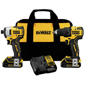 COMBO KITS | Dewalt 2-Tool Combo Kit - 20V MAX ATOMIC Brushless Cordless Drill Driver &Impact Driver Kit with (2) 1.3Ah Batteries - DCK278C2