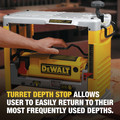 Dewalt DW734 120V 15 Amp Brushed 12-1/2 in. Corded Thickness Planer with Three Knife Cutter-Head image number 6