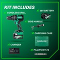 Hammer Drills | Metabo HPT DV36DCM 36V MultiVolt Brushless Lithium-Ion 1/2 in. Cordless Hammer Drill Kit (2.5 Ah/5 Ah) image number 2