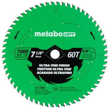 Metabo HPT 115760M 7-1/4 in. 60-Tooth Industrial PTFE Circular Saw Ultra Fine Finish Blade