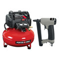 Nail Gun Compressor Combo Kits | Porter-Cable C2002-US58 0.8 HP 6 Gallon Oil-Free Pancake Air Compressor and 22 Gauge 3/8 in. Upholstery Stapler Bundle image number 0