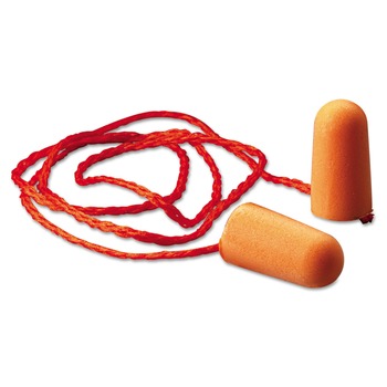 3M 29NRR Single-Use Corded Foam Earplugs - Orange (100 Pairs/Box) - 1110