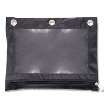 Advantus 10 in. x 7.38 in. 3-Hole Punched Binder Pencil Pouch - Black/Clear - 67024