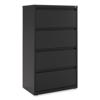 Alera 30 in. x 18.63 in. x 52.5 in. Legal/Letter-Size 4-Drawer Lateral File - Black - 25483