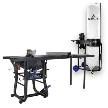 Delta 36-5052T2D 52 in. Rip Capacity Contractor Table Saw with Steel Extensions and 1 HP Dust Collector
