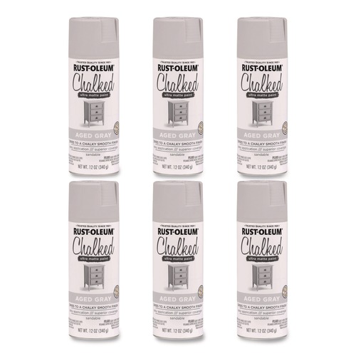 Paint | Rust-Oleum 302592 Ultra Matte Chalked Paint, Matte Aged Gray, 12 oz Aerosol Can, 6/Carton image number 0