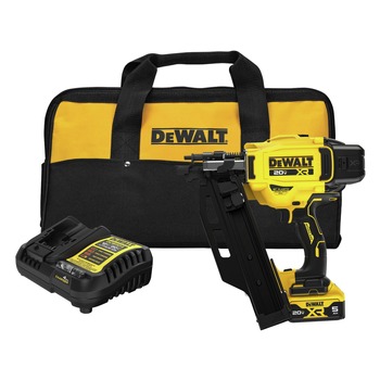 FRAMING NAILERS | Dewalt 20V MAX Brushless 21-Degree Lithium-Ion Cordless Plastic Framing Nailer Kit (5 Ah) - DCN920P1