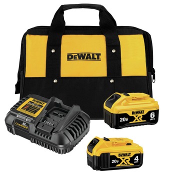 BATTERIES AND CHARGERS | Dewalt 20V MAX XR Lithium-Ion Batteries and Fast Charger Starter Kit (4 Ah/6 Ah) - DCB246CK