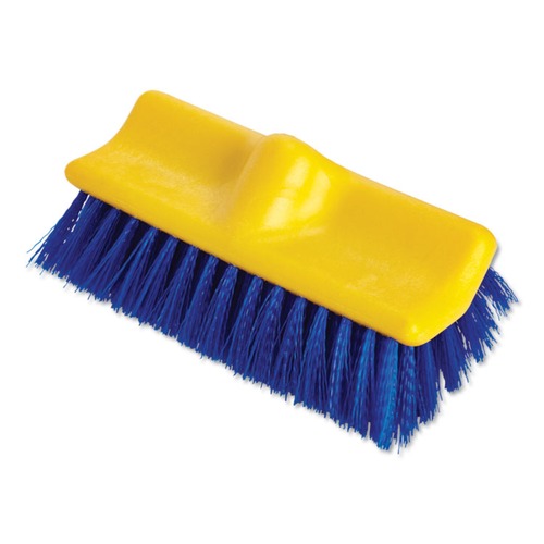  | Rubbermaid Commercial FG633700BLUE 10 in. Brush 10 in. Plastic Block Threaded Hole Bi-Level Deck Scrub Brush - Blue Polypropylene Bristles image number 0