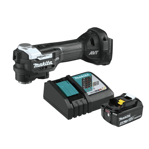 Oscillating Tools | Makita XMT04ZBBL1840BDC1 18V LXT Sub-Compact Brushless Cordless StarlockMax Oscillating Multi-Tool with Lithium-Ion Battery and Charger Starter Pack Bundle (4 Ah) image number 0