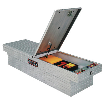 TRUCK BOXES | JOBOX PAC1597000 Aluminum Mid-Lid Dual Lid Compact Crossover Truck Box (Bright)