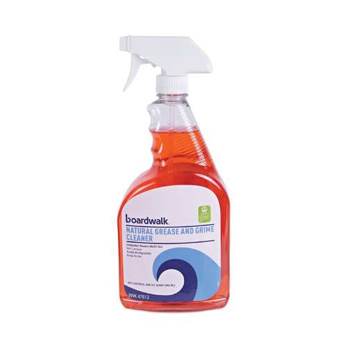  | Boardwalk BWK47612EA 32 oz. Spray Bottle Green Natural Grease and Grime Cleaner image number 0