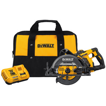 DEWALT FLEXVOLT SYSTEM | Dewalt 60V MAX FLEXVOLT 7-1/4 in. Cordless Worm Drive Style Saw Kit with Electric Brake & (1) 9Ah Battery and Charger - DCS577X1