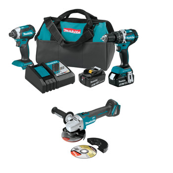 COMBO KITS | Makita 18V LXT Brushless Lithium-Ion 2-Tool Cordless Combo Kit (4 Ah) with LXT Angle Grinder - XT269M+XAG04Z