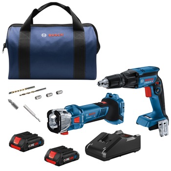 Factory Reconditioned Bosch GXL18V-291B25-RT 18V Brushless Cordless Screwgun and Cut-Out Tool Combo Kit with (2) CORE18V 4 Ah Advanced Power Batteries