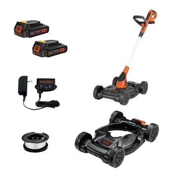 TRIMMERS | Black & Decker 20V MAX Lithium-Ion 3-in-1 Cordless Trimmer/Edger and Mower Kit with 2 Batteries (2 Ah) - MTC220