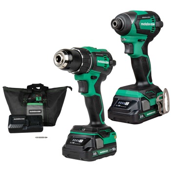 COMBO KITS | Metabo HPT KC18DEXQBM 18V MultiVolt Brushless Lithium-Ion Cordless Drill Driver and Impact Driver Combo Kit with 2 Batteries (2 Ah)