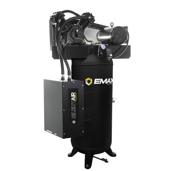 MIR 521254 | EMAX Silent Air Industrial 5 HP 60 gal. 2 Cylinder Single Stage 19 CFM Air Compressor with EFKIT008AWBS Maintenance Kit - ESS05V060V1K