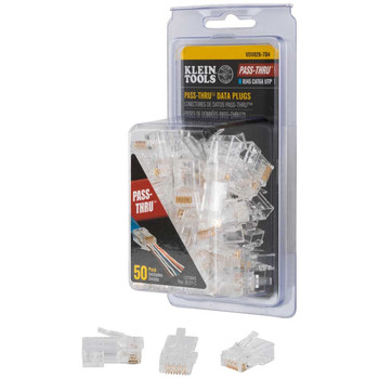 Klein Tools 50-Piece  RJ-45/CAT6A/UTPUTP Modular Data Plug Set - Clear - VDV826-704