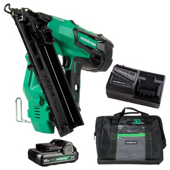 FINISH NAILERS | Metabo HPT 18V MultiVolt Brushless Lithium-Ion Cordless 15-Gauge Angled Finish Nailer Kit (2 Ah) - NT1865DMASTM