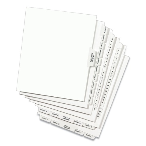 July Member-Exclusive Offer Save 10% off on One Item | Avery 01400 11 in. x 8.5 in. 26-Tab A to Z Avery Style Preprinted Legal Exhibit Side Tab Index Dividers - White (1-Set) image number 0