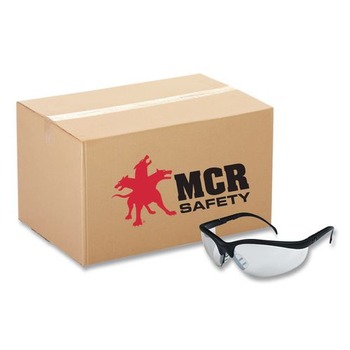 MCR Safety Klondike Safety Glasses - Matte Black Frame Clear Mirror Lens (12/Box) - KD119
