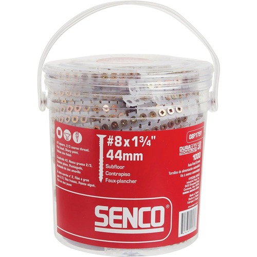 Collated Screws | SENCO 08F175Y (1000/Pack) #8 1-3/4 in. Coarse Thread Square-Head Collated Wood to Wood Screw - Yellow Zinc image number 0