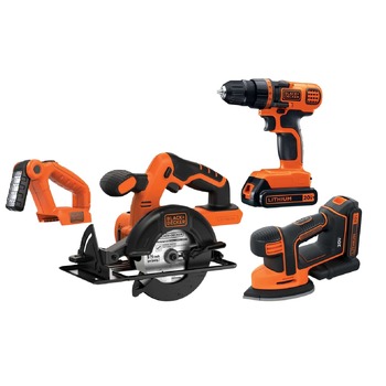 Black & Decker 20V MAX Lithium-Ion Cordless 4-Tool Combo Kit with 2 Batteries (1.5 Ah) - BD4KITCDCMSL