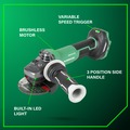 Angle Grinders | Metabo HPT G3612DVFQ6M 36V MultiVolt Brushless Lithium-Ion 4-1/2 in. Cordless Paddle Switch Angle Grinder (Tool Only) image number 8