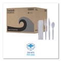  | Boardwalk BWKFKTNHWPSWH Heavyweight Fork/Knife/Napkin/Teaspoon 4-Piece Plastic Cutlery Kit - White (250/Carton) image number 4