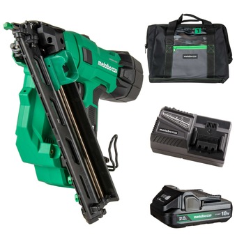 FINISH NAILERS | Metabo HPT NT1865DAAM 18V MultiVolt Lithium-Ion Brushless 15-Gauge Cordless Angled Finish Nailer Kit (2 Ah)