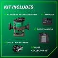 Plunge Base Routers | Metabo HPT M3612DAM MultiVolt 36V Brushless Lithium-Ion Cordless Plunge Router Kit (2.5 Ah) image number 1