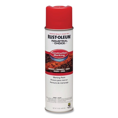 Paint | Rust-Oleum 264696 Industrial Choice M1400 System 17 oz. Aerosol Can Water-Based Construction Marking Paint - Gloss Safety Red (12/Carton) image number 0