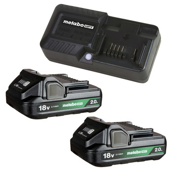 BATTERIES AND CHARGERS | Metabo HPT (2) 18V 2 Ah Lithium-Ion Batteries with Charger Kit - UC18YKSLSM
