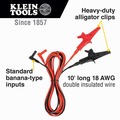 Detection Tools | Klein Tools 69367 2-Piece 10 ft. Heavy-Duty Alligator Clip Test Leads Set image number 5