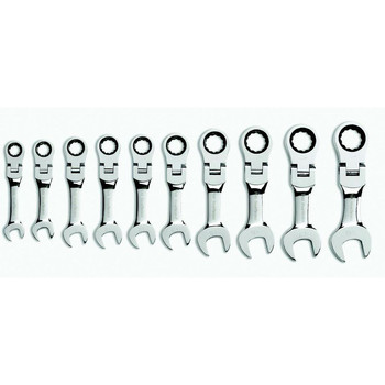 COMBINATION WRENCHES | GearWrench 10-Piece 12-Point Metric Stubby Flex Combo Ratcheting Wrench Set - 9550