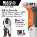 Cable and Wire Cutters | Klein Tools 63050-EINS Electricians High-Leverage Insulated Cable Cutter image number 4