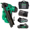 Finish Nailers | Metabo HPT NT1865DAAM382311M-BNDL 18V MultiVolt Brushless Lithium-Ion 15-Gauge Cordless Angled Finish Nailer (2 Ah) image number 0