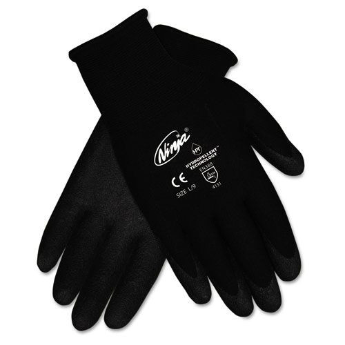 Work Gloves | MCR Safety N9699L Ninja HPT PVC coated Nylon Gloves - Black Large (1-Pair) image number 0