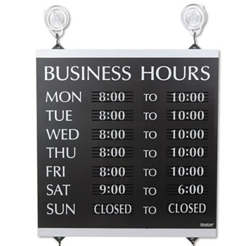 AUTOMOTIVE | 3M Century Series 13 in. x 14 in. Business Hours Sign - Black - 4247