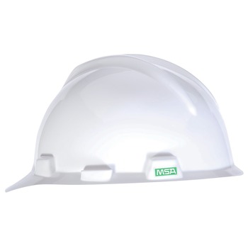 PROTECTIVE HEAD GEAR | MSA V-Gard Slotted Cap with 1-Touch Suspension - White - 10057441