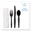  | Boardwalk BWKFKTNMWPSBLA Mediumweight Fork/Knife/Napkin/Spoon 4-Piece Plastic Cutlery Kit - Black (250/Carton) image number 5