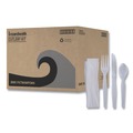 | Boardwalk BWKFKTNHWPSWH Heavyweight Fork/Knife/Napkin/Teaspoon 4-Piece Plastic Cutlery Kit - White (250/Carton) image number 3