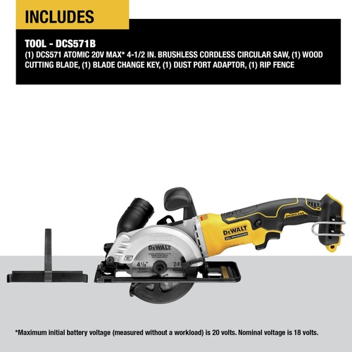 Dewalt DCS571B 20V MAX ATOMIC Brushless Lithium Ion 4 1 2 in